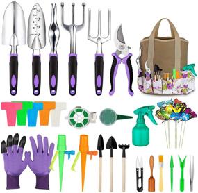 img 4 attached to 🌿 Tudoccy Garden Tools Set 83 Piece - Heavy Duty Aluminum Gardening Tools with Succulent Tools Set Included: Non-Slip Ergonomic Handle, Durable Storage Tote Bag - Ideal Gifts for Men and Women