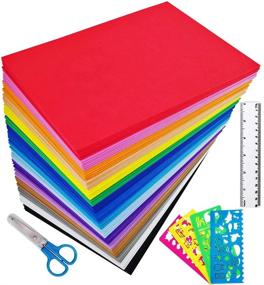 img 4 attached to 🎨 Supla 96 Sheets 16 Colors EVA Foam Handicraft Sheets 2mm Thick Craft Foam Sheets 9x6 Assorted Colorful Crafting Sponge with Stencils Ruler Scissors for Classroom Party Kids Art and Crafts Projects – Enhanced SEO