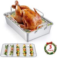 🍗 e-far 14-дюймовая жарочная форма из нержавеющей стали с решеткой - безопасная, прочная и легкая в уходе - прямоугольный дизайн для индейки, лазаньи и многое другое логотип