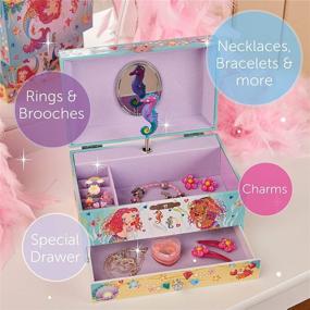 img 1 attached to 🧜 Lucy Locket - 'Enchanting Mermaid' Musical Jewelry Box for Kids - Pink Glittery Children's Jewelry Box with Ring Holder