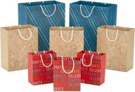 🎁 hallmark recyclable gift bag assortment - 8 bags for various celebrations: birthdays, graduations, father's day - stars, stripes, red, blue, kraft brown logo