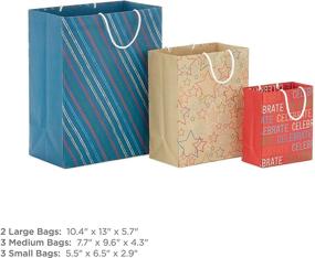 img 2 attached to 🎁 Hallmark Recyclable Gift Bag Assortment - 8 Bags for Various Celebrations: Birthdays, Graduations, Father's Day - Stars, Stripes, Red, Blue, Kraft Brown