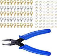 📿 all-in-one jewelry chain making set: 300 double-layer split rings, 30 lobster clasps, pliers, and jump loops for jewelry diy making logo