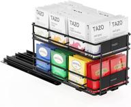 🍵 spaceaid pull out tea bag organizer rack for kitchen cabinets - heavy duty slide out teabag organizer with 1 drawer 2-tier, 70 labels, chalk marker - black, 5.6&#34;w x 10.6&#34;d x 6.6&#34;h logo