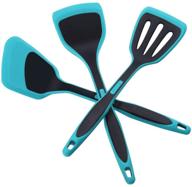 deslon silicone spatula set - 3 piece heat resistant turner spatulas for cooking utensils, burgers, teal logo