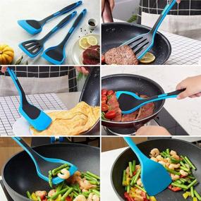 img 1 attached to DESLON Silicone Spatula Set - 3 Piece Heat Resistant Turner Spatulas for Cooking Utensils, Burgers, Teal