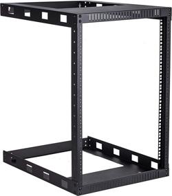 img 4 attached to 🔧 TECHTOO Open Frame Wall Mount Rack - Heavy Duty 15U 19-Inch Server Equipment Rack, 17.75-Inch Depth, Black