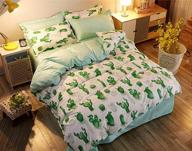 🌵 pangzi simple cactus bedding set with duvet cover and pillowcase - twin, green and white logo