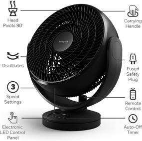 img 1 attached to Honeywell HF715 Turbo Force Floor Fan - Small, Black - Oscillating Personal Fan for 🌬️ Home or Office with Remote Control - Enhanced LED Control Panel, 3 Speeds & 90° Pivot