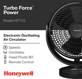 img 3 attached to Honeywell HF715 Turbo Force Floor Fan - Small, Black - Oscillating Personal Fan for 🌬️ Home or Office with Remote Control - Enhanced LED Control Panel, 3 Speeds & 90° Pivot