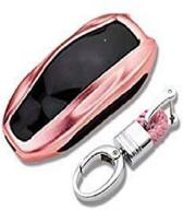 🔑 enhanced premium aluminum alloy shell holder case for tesla model s car key fob - pink (1 piece) logo