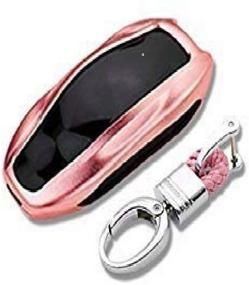 img 4 attached to 🔑 Enhanced Premium Aluminum Alloy Shell Holder Case for Tesla Model S Car Key Fob - Pink (1 Piece)