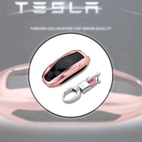 img 2 attached to 🔑 Enhanced Premium Aluminum Alloy Shell Holder Case for Tesla Model S Car Key Fob - Pink (1 Piece)