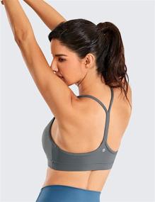 img 2 attached to 👙 CRZ YOGA Women's Low Impact Strappy Padded Sports Bra - Y Racer Back Spaghetti Straps Yoga Bra Tops