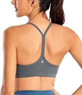 👙 crz yoga women's low impact strappy padded sports bra - y racer back spaghetti straps yoga bra tops logo