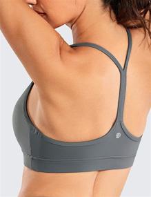 img 1 attached to 👙 CRZ YOGA Women's Low Impact Strappy Padded Sports Bra - Y Racer Back Spaghetti Straps Yoga Bra Tops