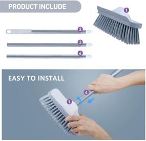 img 2 attached to 🧹 Multipurpose Long Hair Brush Floor Scrub Scraper: Dual Use Cleaning Tool with Removable Handle, Adjustable Metal Handle and Stiff Bristles for Bathroom and Kitchen Water Cleaning