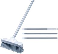 🧹 multipurpose long hair brush floor scrub scraper: dual use cleaning tool with removable handle, adjustable metal handle and stiff bristles for bathroom and kitchen water cleaning logo