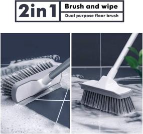 img 1 attached to 🧹 Multipurpose Long Hair Brush Floor Scrub Scraper: Dual Use Cleaning Tool with Removable Handle, Adjustable Metal Handle and Stiff Bristles for Bathroom and Kitchen Water Cleaning