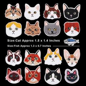 img 2 attached to 17pcs Cat and Fish Iron On Patches Embroidered Motif Applique Assorted Sizes - DIY Jeans, Jackets, Kid's Clothing, Bags, Caps, Arts & Crafts