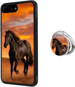 img 4 attached to Horse IPhone 7 Plus 8 Plus Case With Grip Ring Holder Multi-Function Cover Slim Soft And Hard Tire Shockproof Protective Phone Case Slim Hybrid Shockproof Case For IPhone 7 Plus 8 Plus