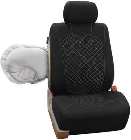 img 1 attached to 🚗 Enhance Your Vehicle's Aesthetics with FH Group Ornate Diamond Stitching Car Seat Covers - Red/Black - Universal Fit for Cars, Trucks & SUVs