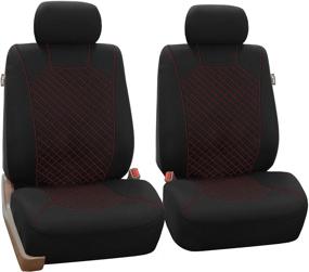 img 3 attached to 🚗 Enhance Your Vehicle's Aesthetics with FH Group Ornate Diamond Stitching Car Seat Covers - Red/Black - Universal Fit for Cars, Trucks & SUVs