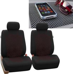 img 4 attached to 🚗 Enhance Your Vehicle's Aesthetics with FH Group Ornate Diamond Stitching Car Seat Covers - Red/Black - Universal Fit for Cars, Trucks & SUVs