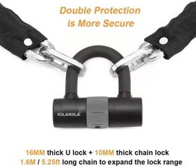 img 3 attached to 🔒 KILAKILA Heavy Duty Bike Lock Set: Secure Your Ride with a 10mm Chain Lock, 16mm U-Lock, and Disc Lock