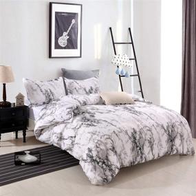 img 4 attached to 🛏️ YMY Marble Pattern Lightweight Microfiber Bedding Duvet Cover Set