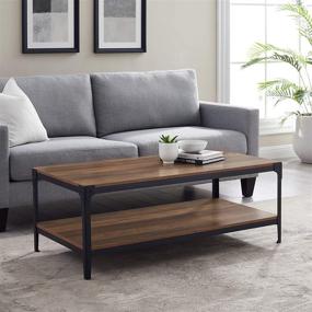 img 4 attached to 🌳 Walker Edison Declan Urban Industrial Angle Iron and Wood Coffee Table, 46 inch: Embrace Rustic Elegance with the Rustic Oak Finish!