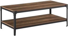 img 2 attached to 🌳 Walker Edison Declan Urban Industrial Angle Iron and Wood Coffee Table, 46 inch: Embrace Rustic Elegance with the Rustic Oak Finish!