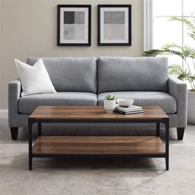 img 3 attached to 🌳 Walker Edison Declan Urban Industrial Angle Iron and Wood Coffee Table, 46 inch: Embrace Rustic Elegance with the Rustic Oak Finish!