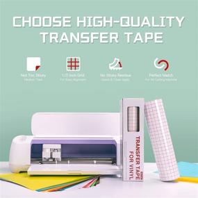 img 1 attached to 🔍 YRYM HT Clear Vinyl Transfer Paper Tape Roll - 12 x 50 FT with Alignment Grid Application Tape for Silhouette Cameo and Cricut - Adhesive Vinyl for Decals, Signs, Windows, and Stickers