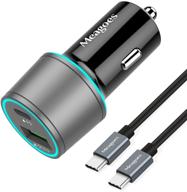 🔌 meagoes usb c автомобильное зарядное устройство - 36w 2-портовый быстрая зарядка с поддержкой pd и qc3.0 - совместимо с samsung galaxy s21/s20 plus/ultra/s10/s9/note 20/10, ipad pro, google pixel, iphone 11/pro/max - 3ft кабель type c логотип