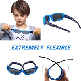 img 1 attached to 3-Pack Flexible Polarized Sunglasses with Strap for Boys 🕶️ and Girls, Sports Eyewear for Kids Ages 3-10 by DYLB