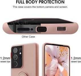 img 1 attached to 📱 abitku Galaxy S21 Ultra 5G 6.8 inch Stand Case, 360° Ring Holder with Magnetic Kickstand Car Mount Support, Microfiber Cloth Protection (Pink)