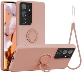 img 4 attached to 📱 abitku Galaxy S21 Ultra 5G 6.8 inch Stand Case, 360° Ring Holder with Magnetic Kickstand Car Mount Support, Microfiber Cloth Protection (Pink)