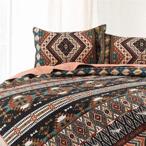 img 2 attached to 🛏️ Southwestern Boho Quilt Set - Birds Print Queen Size 90"x96" with Soft Microfiber Lightweight Coverlet and 2 Pillow Shams for All-Season Use - Perfect Gift for Mom