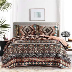 img 4 attached to 🛏️ Southwestern Boho Quilt Set - Birds Print Queen Size 90"x96" with Soft Microfiber Lightweight Coverlet and 2 Pillow Shams for All-Season Use - Perfect Gift for Mom