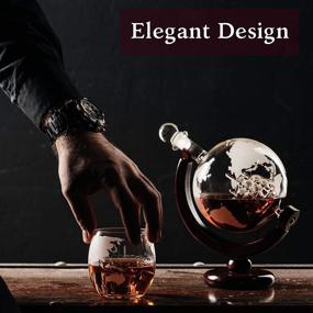 img 3 attached to Premium Whiskey Globe Decanter Set: Etched World Globe Design for Liquor, Bourbon, Vodka – Includes 2 Glasses in Gift-Box - Ideal Home Bar Accessories for Men - Perfect for All Alcohol Drinks