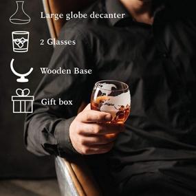 img 2 attached to Premium Whiskey Globe Decanter Set: Etched World Globe Design for Liquor, Bourbon, Vodka – Includes 2 Glasses in Gift-Box - Ideal Home Bar Accessories for Men - Perfect for All Alcohol Drinks