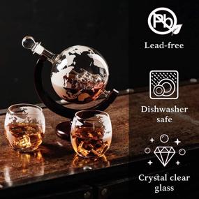 img 1 attached to Premium Whiskey Globe Decanter Set: Etched World Globe Design for Liquor, Bourbon, Vodka – Includes 2 Glasses in Gift-Box - Ideal Home Bar Accessories for Men - Perfect for All Alcohol Drinks