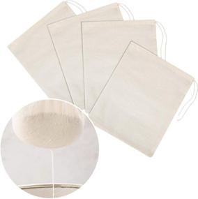 img 4 attached to 🧦 Tatuo 4-Pack Cheesecloth Bags for Nut Milk Straining, Muslin Bags for Yogurt, Coffee, Tea, and Juice Filtering (Small 8x10 Inches)