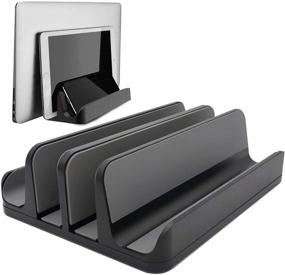 img 4 attached to [Enhanced Vertical Laptop Stand Model] Geecol Double Desktop Stand Holder with Adjustable Dock (For up to 17.3 inch laptops), Compatible with MacBook/Surface/Samsung/HP/Dell/Chrome Book (Black)