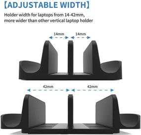 img 3 attached to [Enhanced Vertical Laptop Stand Model] Geecol Double Desktop Stand Holder with Adjustable Dock (For up to 17.3 inch laptops), Compatible with MacBook/Surface/Samsung/HP/Dell/Chrome Book (Black)