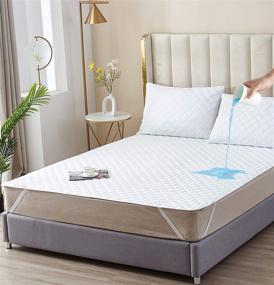 img 4 attached to 🛏️ Waterproof Quilted Twin Size Mattress Protector with Elastic Band Straps for Kids - Soft, Comfortable, Breathable, Vinyl-Free Cover Pad