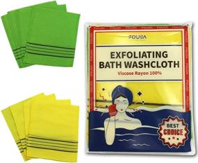 img 4 attached to 🚿 Revitalizing Asian Bath Washcloth Set - 8pcs Yellow & Green FOUBA
