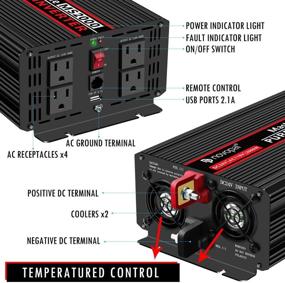 img 2 attached to Novopal 2000 Watt Pure Sine Wave Power Inverter - Efficient 24V DC to 110V/120V AC Converter with 4 AC Outlets, USB Port, Remote Control, and Cooling Fans – Peak Power 4000 Watt