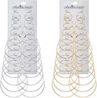finrezio 24 pairs hoop earrings set - big circle earrings in gold/silver tone fashion jewelry for women and girls, diameter range 2-7.5cm logo